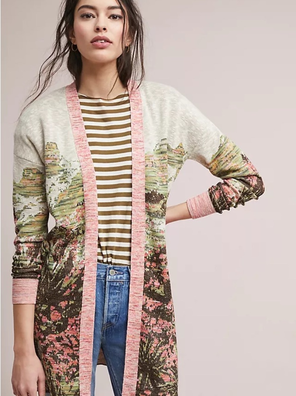 Anthropologie ett:twa Landscape Intarsia Cardigan, sz S